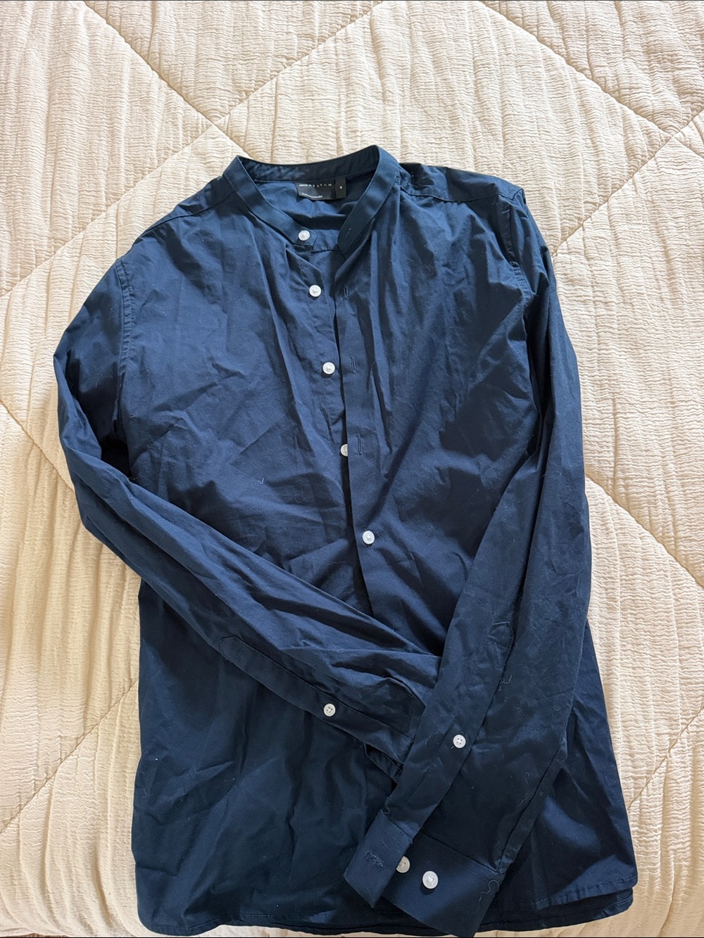 ASOS Navy Band-Collar Lightweight Shirt Jacket